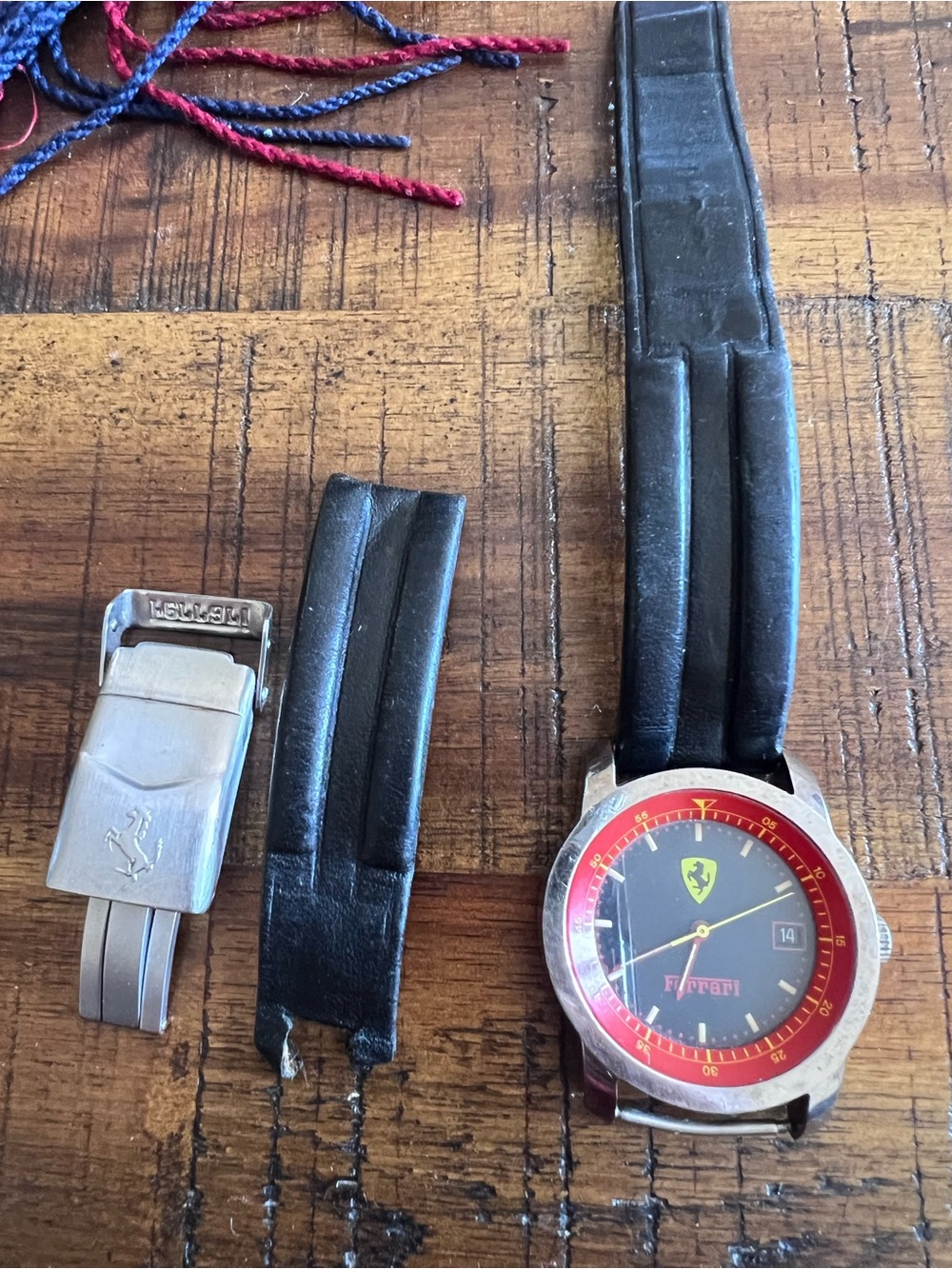 Vintage 1980s Cartier Ferrari Black and Red Dial Wristwatch